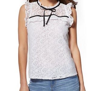 Dainty White Lace-Overlay Blouse